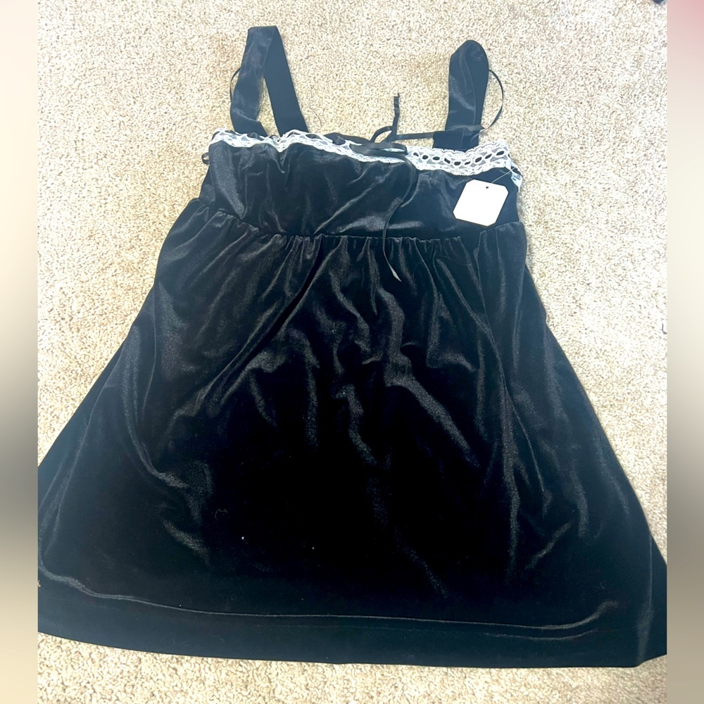 Altard state black mini velvet coquette dress